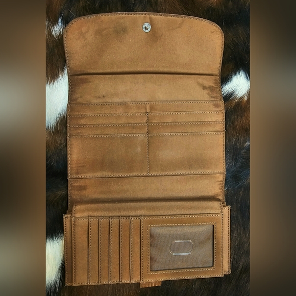 Vintage Relic Fossil Brown Pebbled Leather Trifold Wallet & Checkbook Wallet Set - Picture 9 of 13